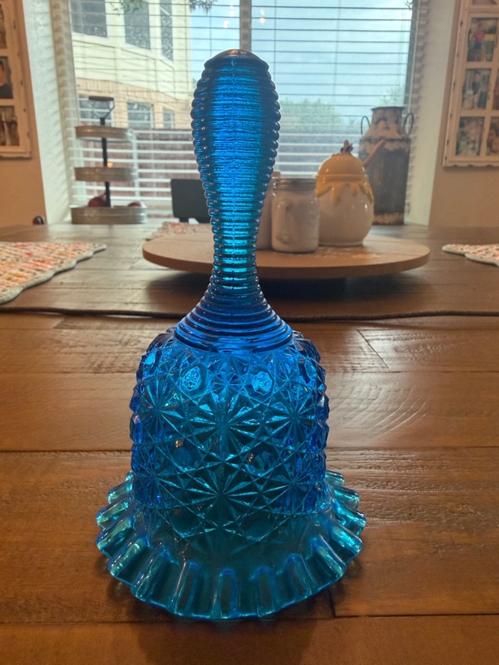 Cobalt Blue Pressed Glass Bell